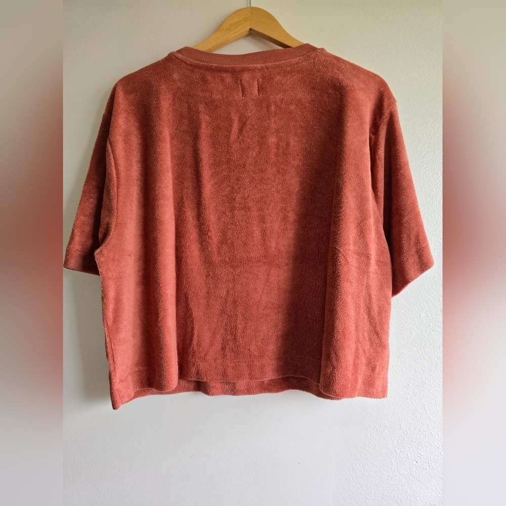 NWT! GAP, Towel Terry Boxy Cropped T-Shirt, Cedarwood brown, Size Large $$44.95 - Picture 5 of 8